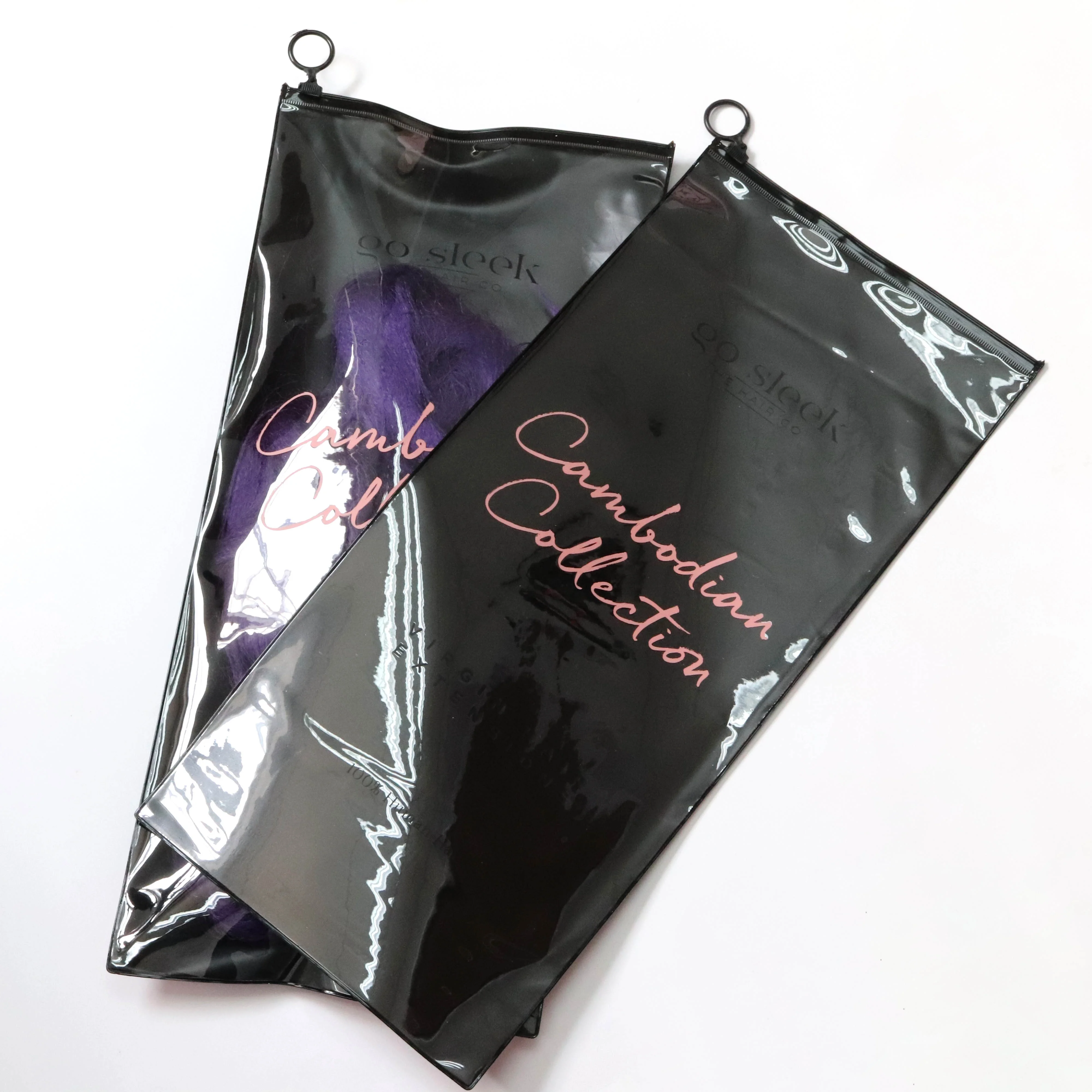 Custom Hair Packaging Bags Pvc Clear Plastic Zipper Bags For Wigs And