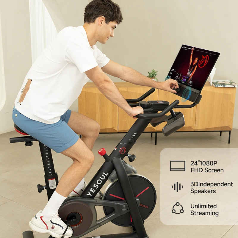 Factory Custom Logo Stationary Cycling Bike Home Fitness Gym Equipment Studio Indoor Exercise Spin Bike With Screen