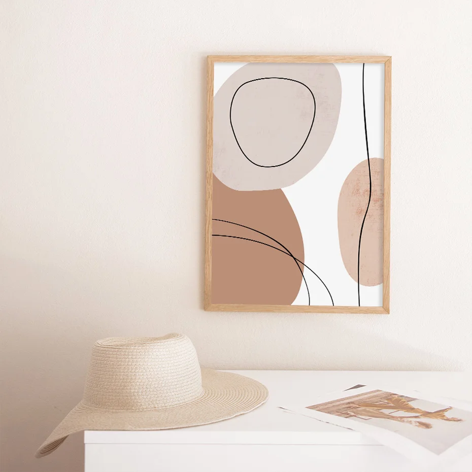 Boho Leinwandbild – Geometrische Sonne In Blau/Weiß, 40x60 Cm, Mid-Century Stil