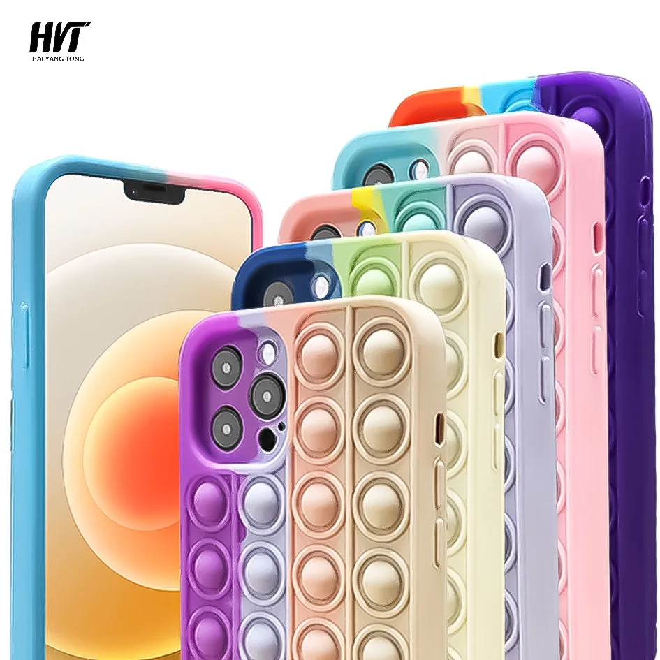 Free Sample Colorful Silicone Waterproof Popit Phone Case Reliver