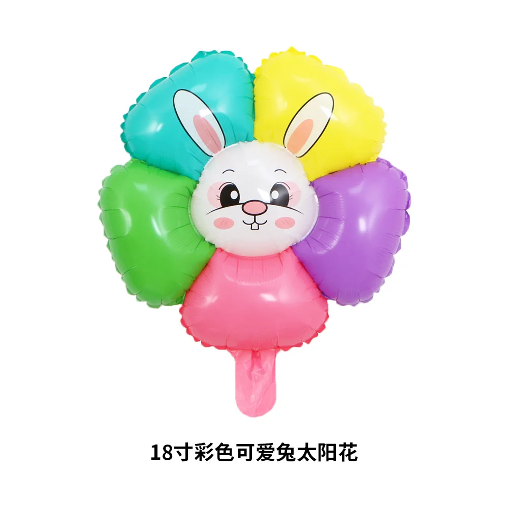 New Rabbit Sunflower Aluminum Film Balloon Cute Animal Foil Balloons Wholesale Easter Bunny Rabbit Girl Birthday