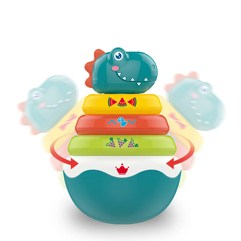 New Early Educational Dinosaur Sorting and Stacking Toy Tumbler Roly Poly Toys for Baby 1 Years Old