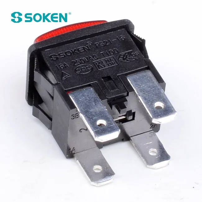 Lot De 4 Interrupteurs à Bouton-poussoir Autobloquant PS21-16 - 250V 16A - Pour Chauffage, Outils, Panneaux