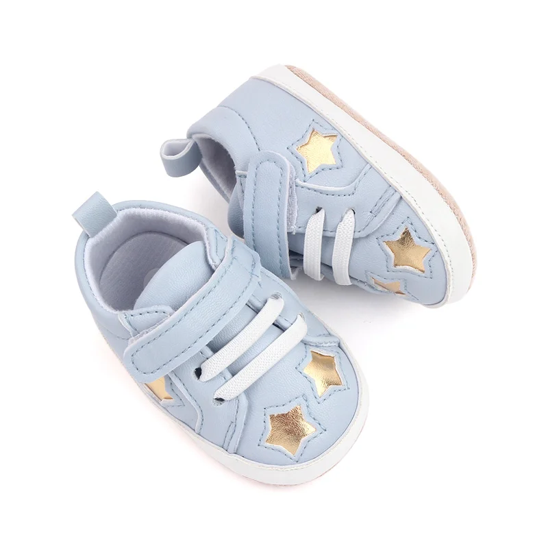 Sofe PU leather star design toddler baby boy sneakers shoes casual boy newborn infant shoes factory