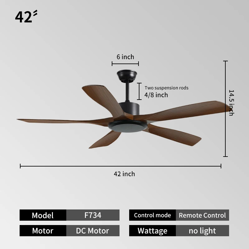 52in ceiling fan without light and remote no light reversible bldc motor abs blades for bedroom living room-10