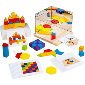 New Design Wooden Mirror Imaging Thinking Building Block Early ...