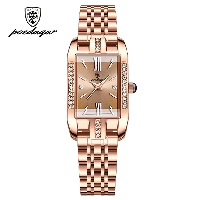 POEDAGAR 365 High Quality Diamond Watch Top Brand Fashion Business Rectangle Waterproof aperçu 8