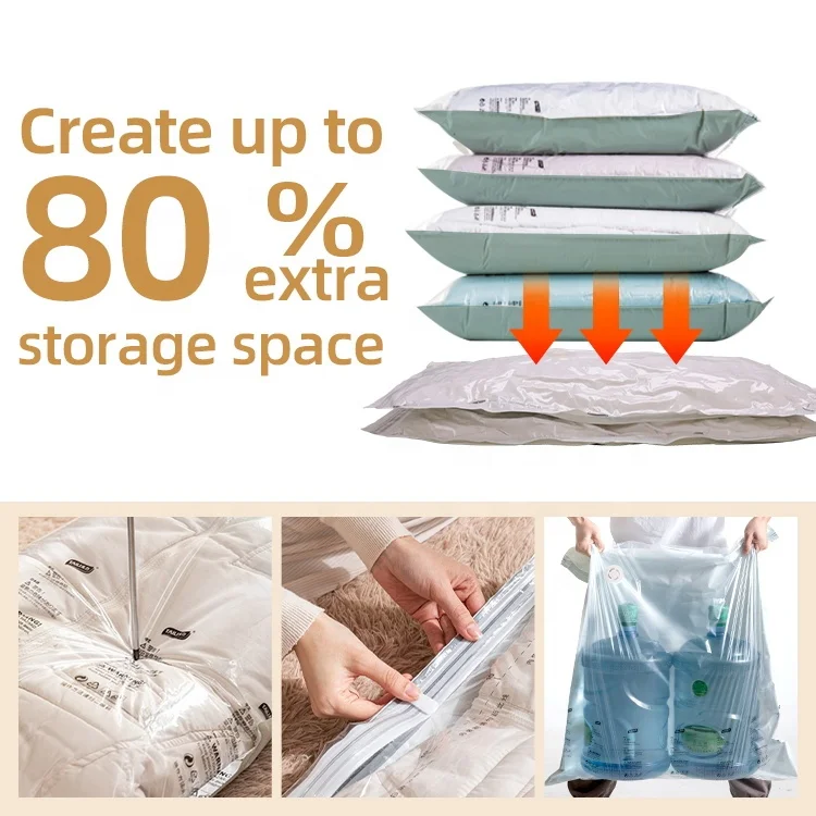 TAILI Flat Jumbo Extra Large Vacuum Plastic Zipper Sealer Compressed Storage Bags Comforter Space Saver Bags