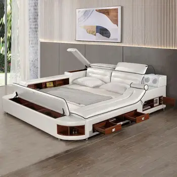 Factory Direct Sale Multifunctional Bed Bedroom Furniture Large Storage Space with Massage Chair Bed