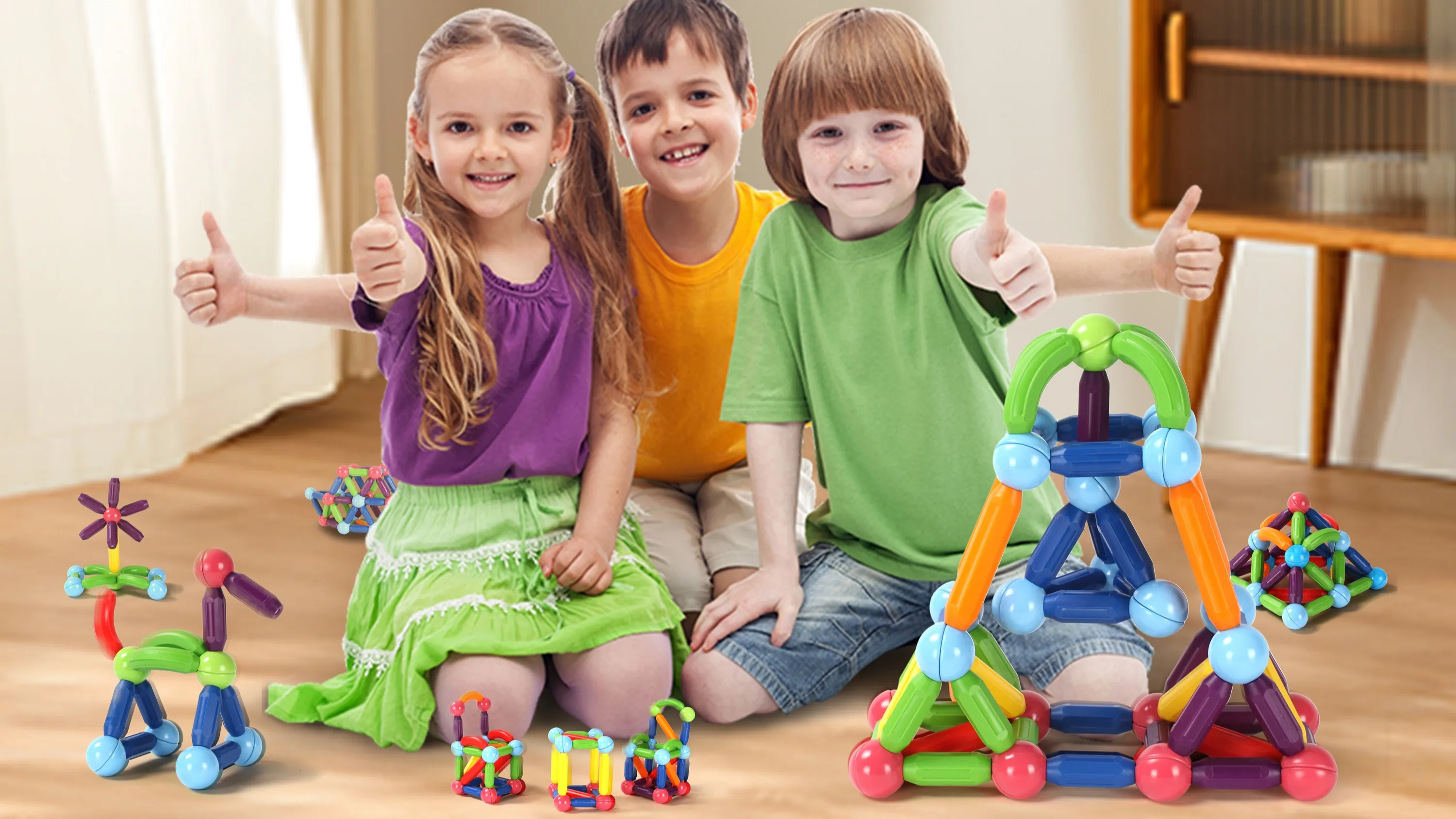 2023 Educational 100 Piece Sticks Toys Balls And Rods