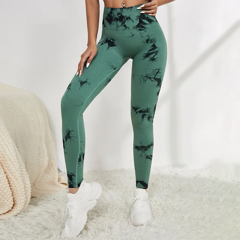 Women Girls High Waist Scrunch Butt Booty Fitness Marble Tie Dye Seamless Yoga Leggings Wholesale