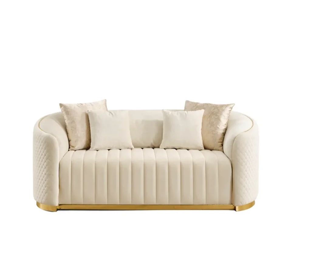Luxury Comfortable Living Room Sofa Set Gold Stainless Steel Lounge ...