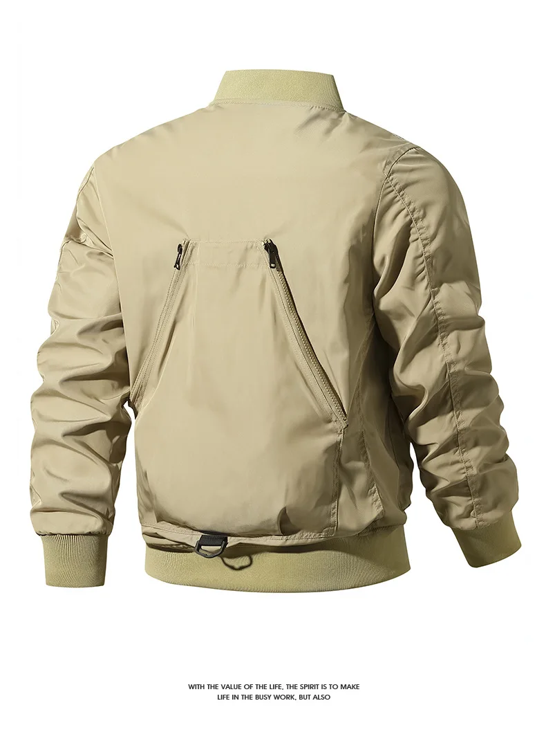 2024 Men's American Retro High Quality utility Multi-pockets workwear waterproof bomber jacket_voghion.com