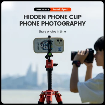 Innovative Carbon Fiber Phone Tripod for Smartphone Dual 360 Panorama Travel Tripod Universal Lightweight Tripod Stand detail image
