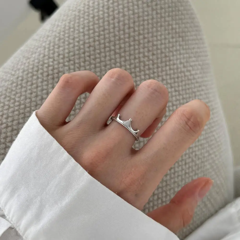 KAKODIY New Design Open Adjustable Promise Ring Wedding 925 Sterling Silver King Crown Ring detail 7