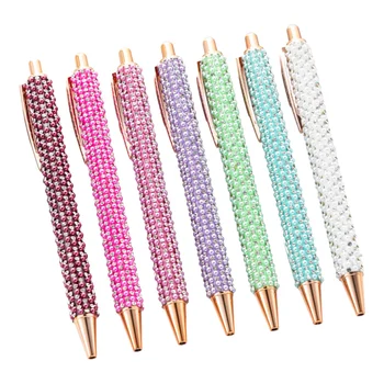 Wholesale Diamond Covered Ballpoint Pen Promotional Sequin Press Jumping Metal Glitter Pen for Gift