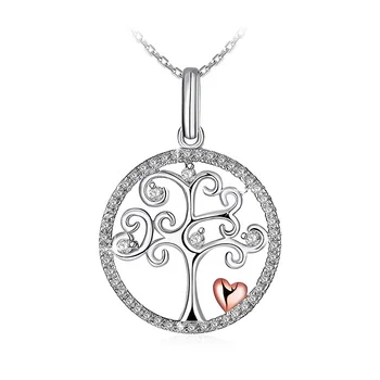 Wholesale High Quality European Style Zircon Jewelry 925 Sterling Silver Family Tree Pendant Necklace Tree Of Life Necklace