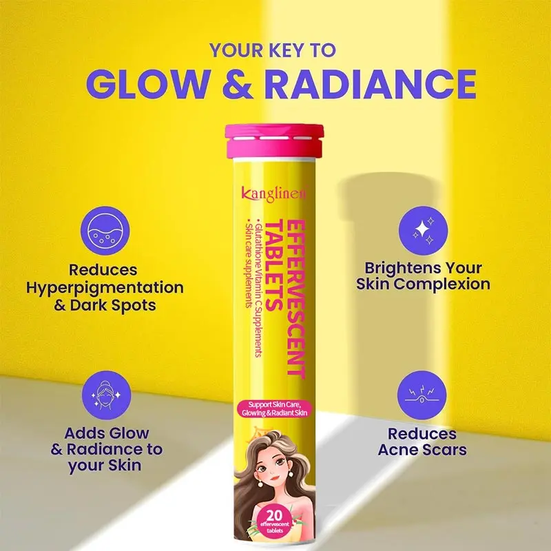Private Label  Fruit Flavored  Effervescent Tablets for Adults Glutathione 500 mg and Vitamin C Skin Care Supplements