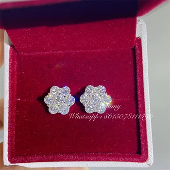 2021 New Designs c Lowest Price 925 Sterling Silver White Gold Plated VVS Moissanite Loose Stud Earrings Man