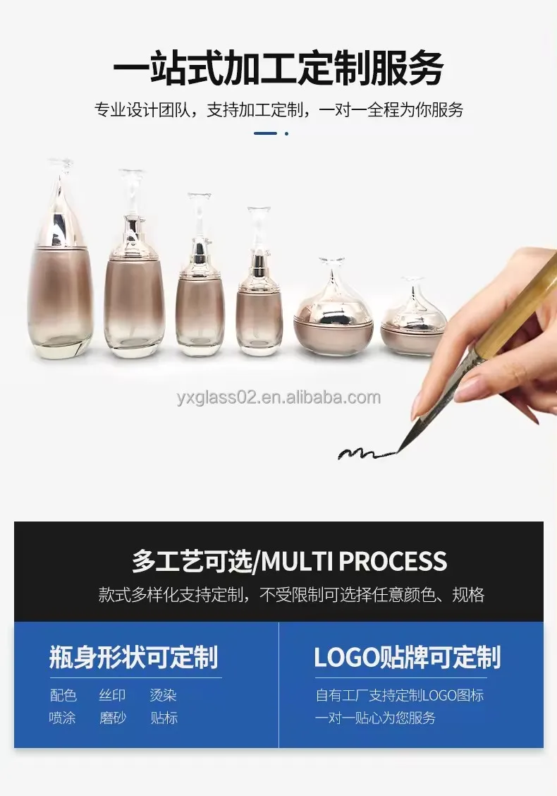 OEM 30g50g40ml60ml100ml120ml cosmetic pump container lotion toner serum cosmetic skincare luxury packaging glass set supplier