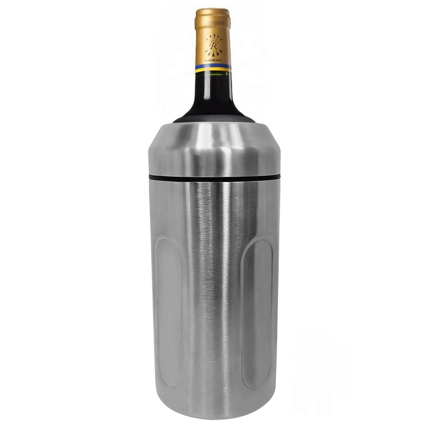 2023 Personal Branded Black Wine Champagne Bottle Chiller Thermo Gold