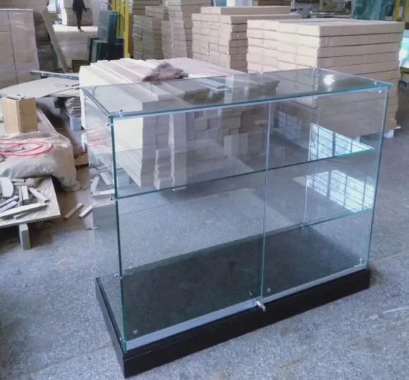 Frameless Lockable Glass Display Showcase with Multi Shelves Extra Vision Short Vitrine Counter Retail Smoke Shop Cabinet