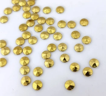 6mm Faceted Nailheads Gold-Finished Hot-fix Studs Round Bulk Wholesale for Nail Art Shoes Jeans Shirts