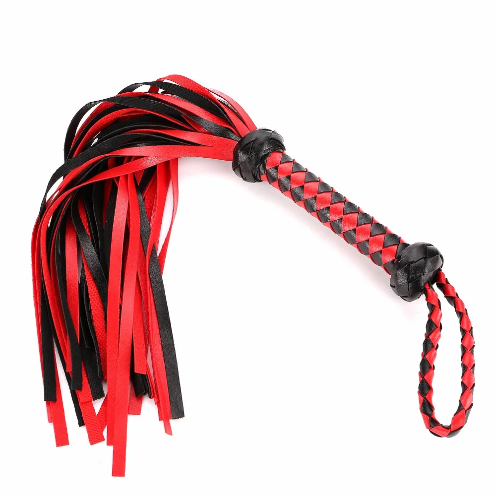 Adult Flirting Toy Soft Genuine Suede Leather Flogger Whips With Braided Handle 