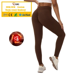 Custom Women High Waist Elastic Waist Solid Thick Thermal Breathable Lightweight Polyester Fleece Lined Winter Yoga Leggings