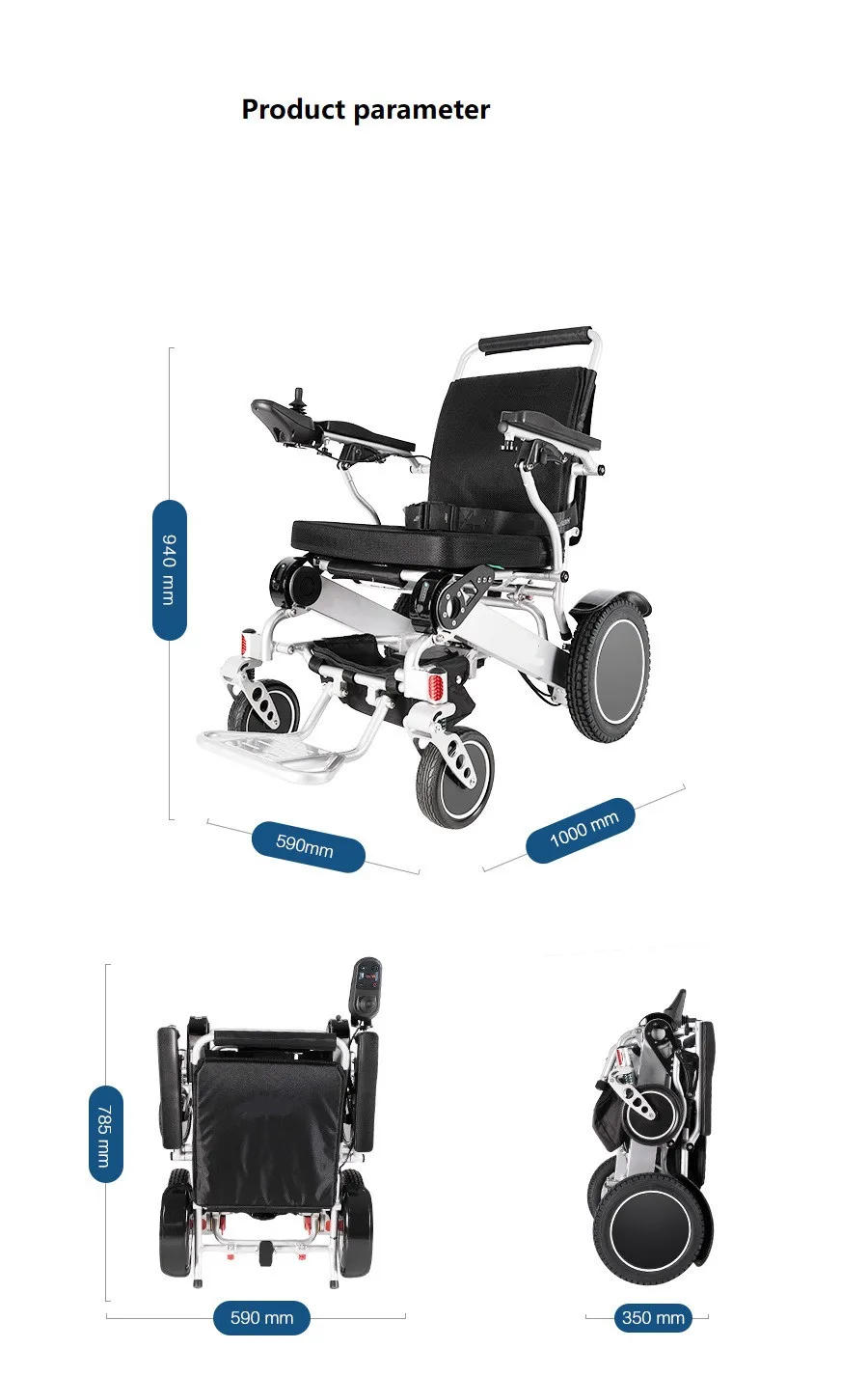 2023 stylish motorized lightweight one key automatic foldable wheelchair manufacture