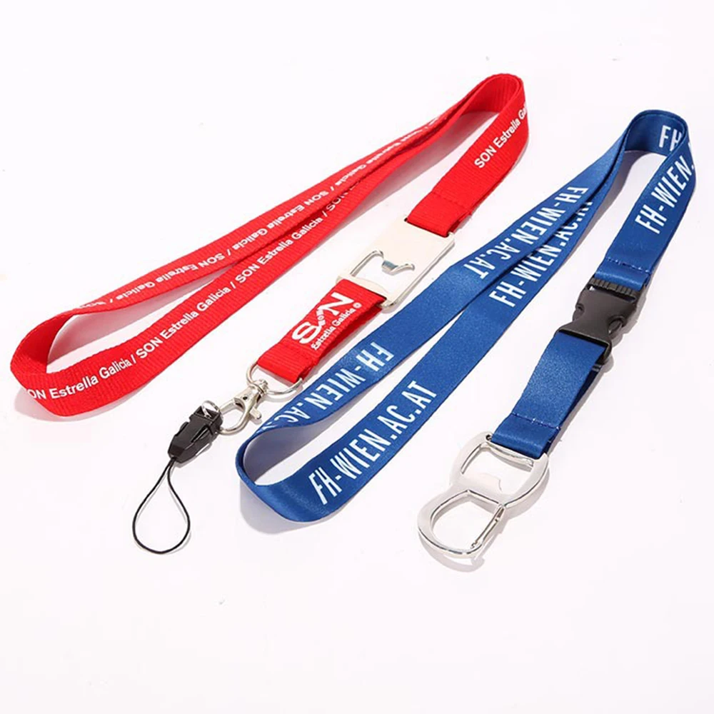High Quality Custom Polyester Lanyards with Logo Easy Open Bottle Opener for Neck and Wrist for Promotions