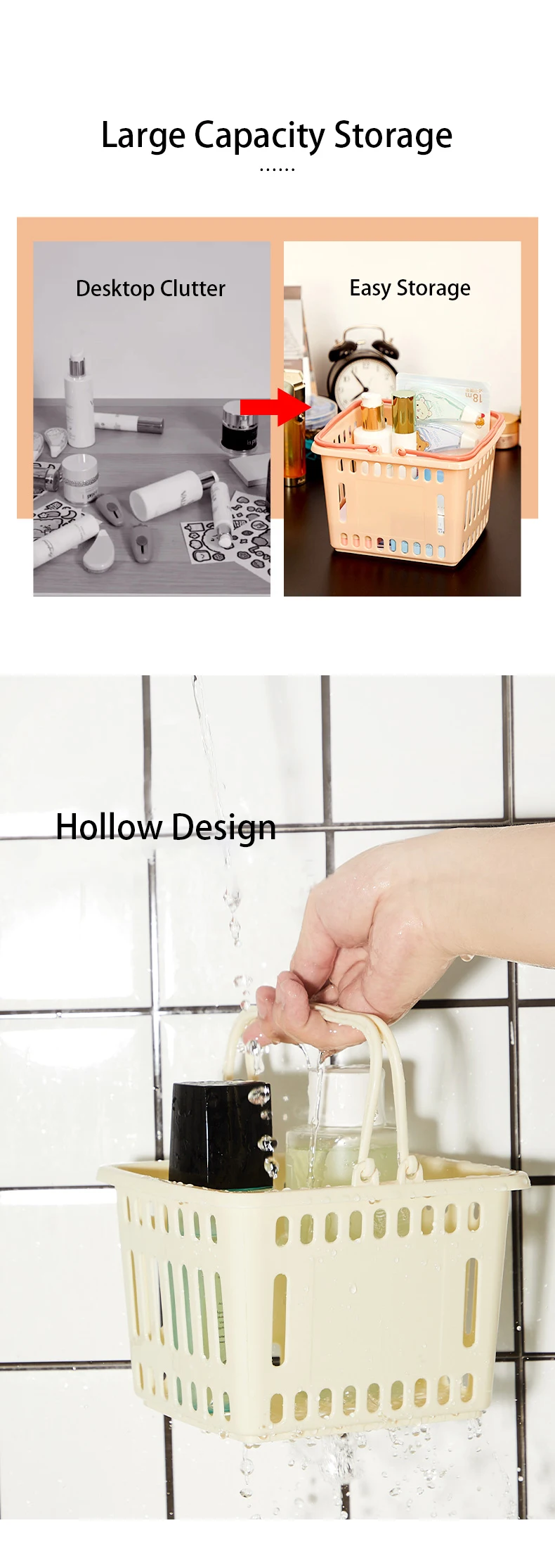 Custom Bathroom Shower Shampoo Storage Basket Household Plastic Kitchen