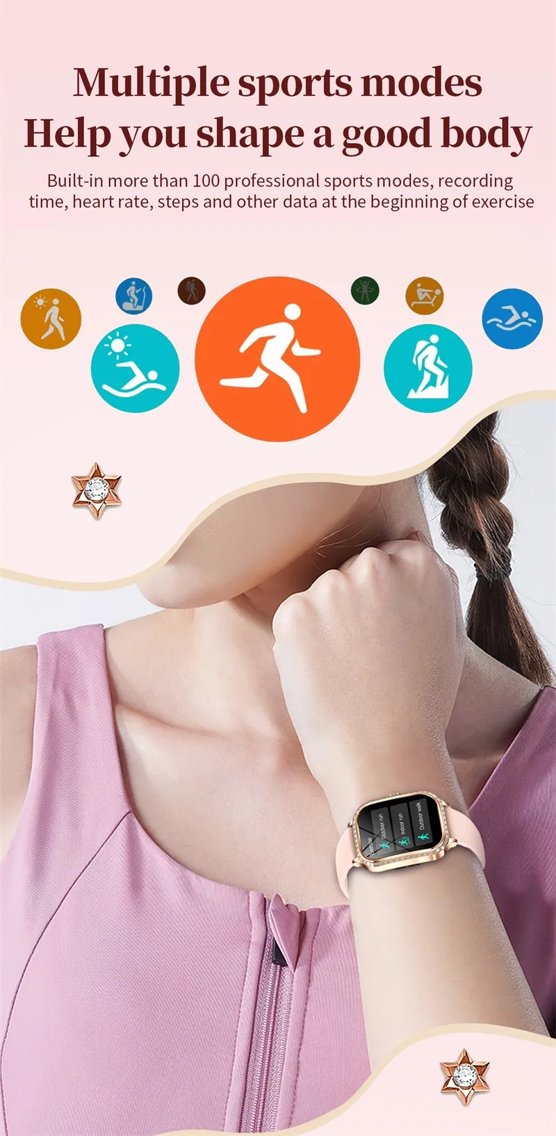 MK88 Smartwatch 1.75" HD Curved Screen BT Call Music Control Heart Rate Reloj Smart Watch for Ladies Women Sport Smart Watch