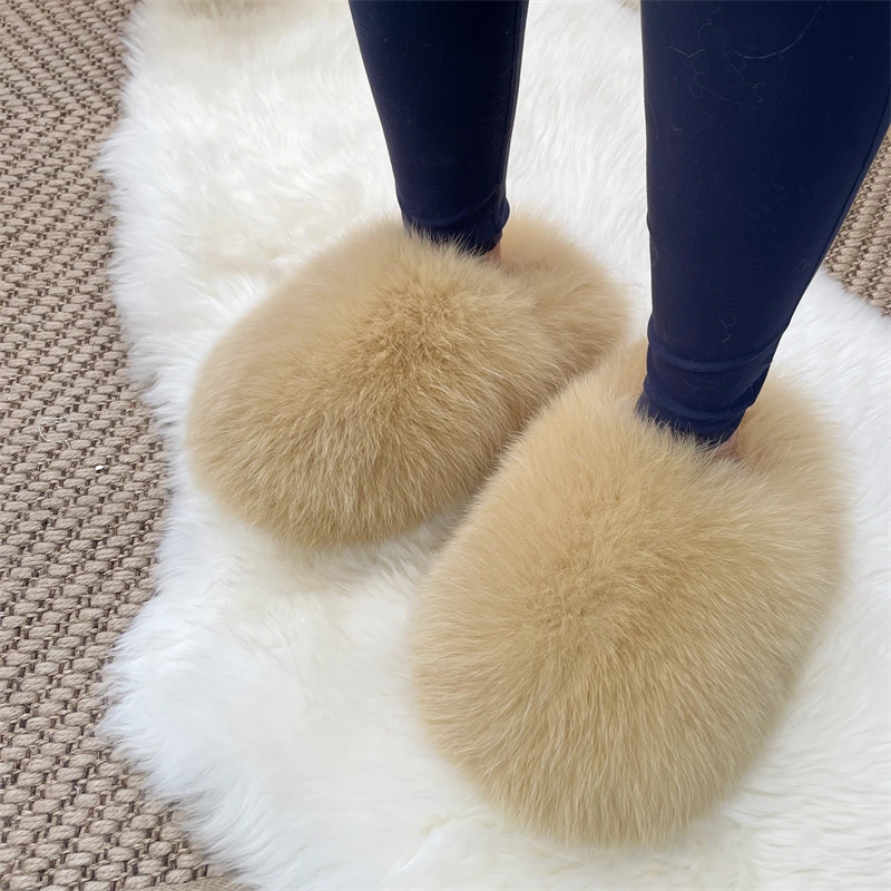 URSFUR Women's Fur Slides - Genuine Raccoon Fur, Open Toe, Non-Slip EVA Sole, Summer Slippers - View #10