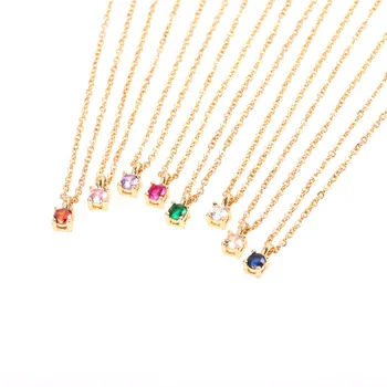 New style vintage gold clavicle chain dainty colorful crystal pendant necklace for women