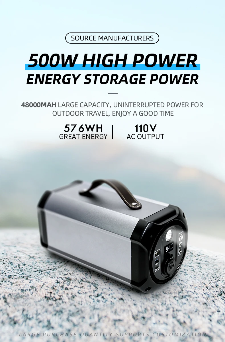 Lithium Ion Battery Camping Lifepo4 500Watt 500Wh Portable Power Stati