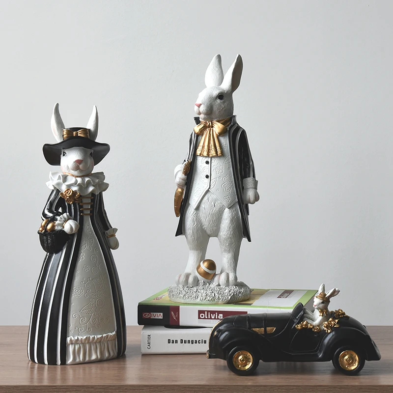 Easter Bunny Statue - Resin Gentleman Rabbit Decoration