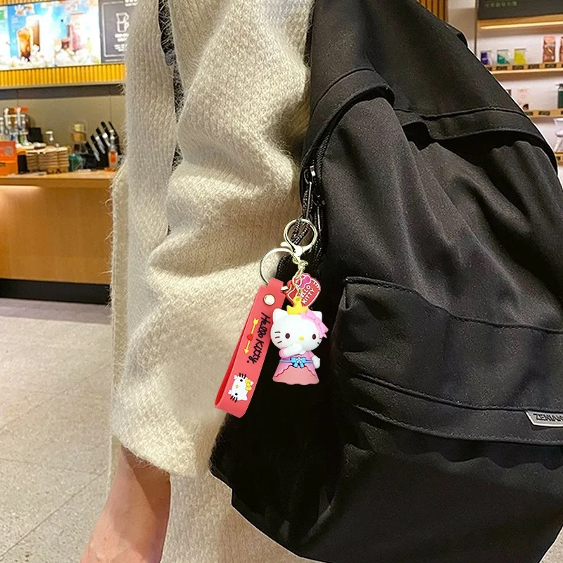 Hello Kitty PVC Keychain for Women Creative Cute Cat Couple Design for Students and Small Car Backpack Key Pendant