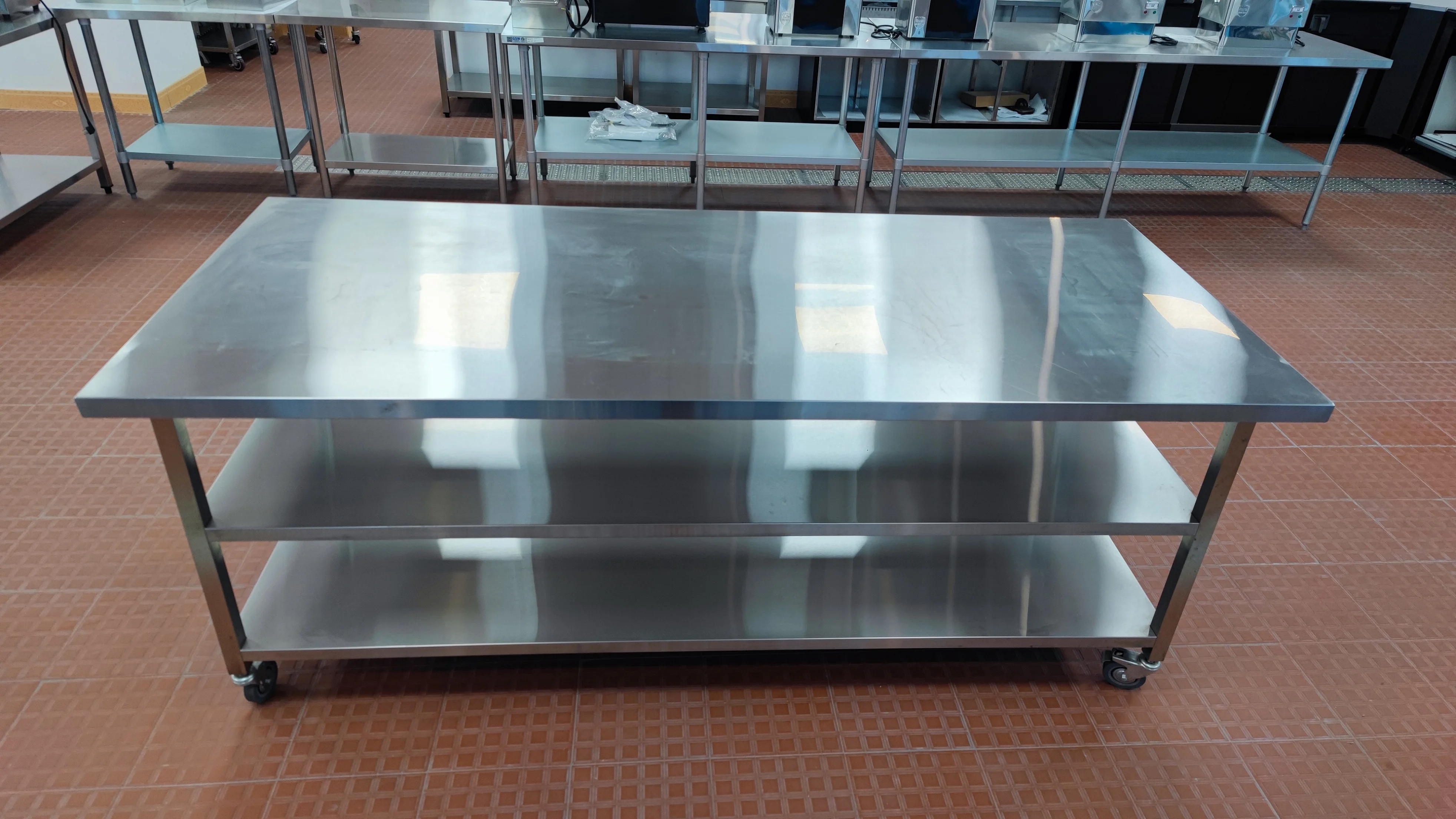 Stainless Steel Kitchen Utility Table with Casters for Kitchen