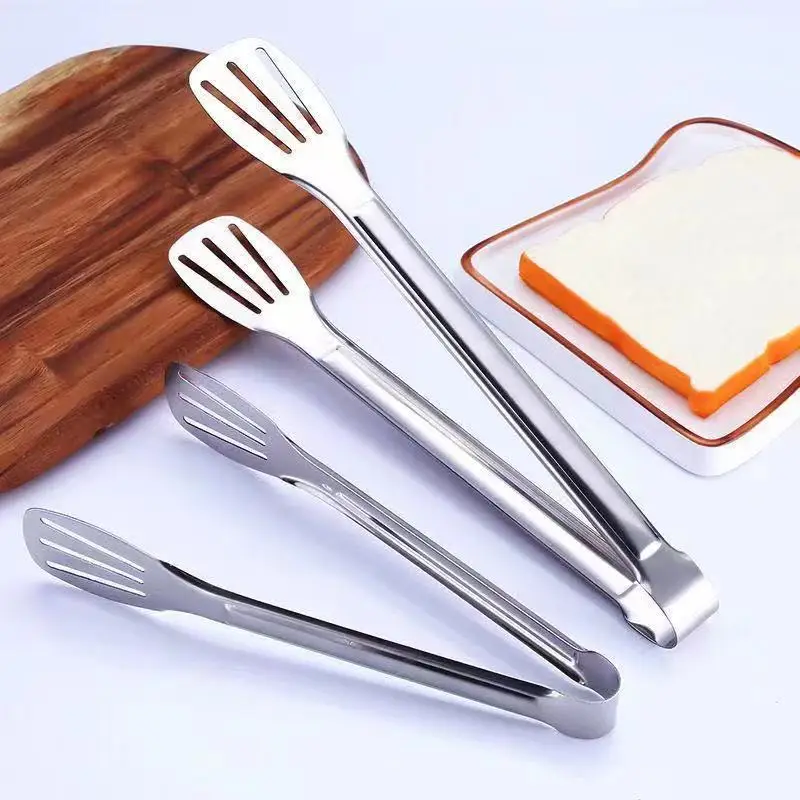Bread Steak Tongs BBQ Stainless Steel Clips Kitchen Cooking Food Serving Utensil 