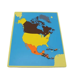 High Quality Wooden Puzzle Map of North America Montessori Math Toys for Boys and Girls Educational Materials Equipment