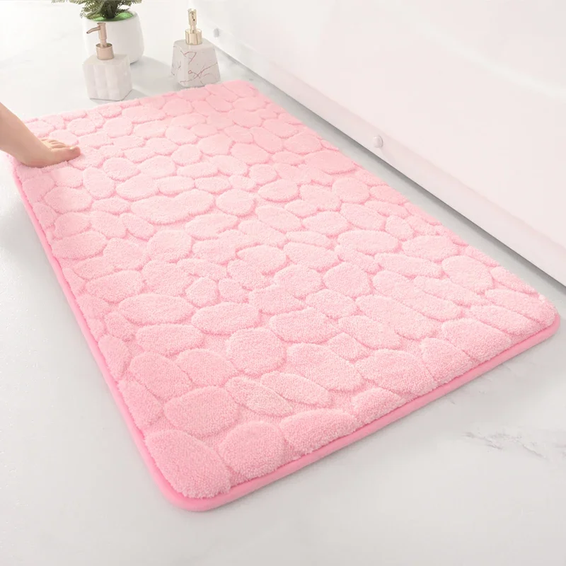 40*60cm 50*80cm YFL 100% Polyester Absorbent Fine Cotton Wool 400g SBR Anti-slip Bottom Bathroom Solid Color Rugs Mat