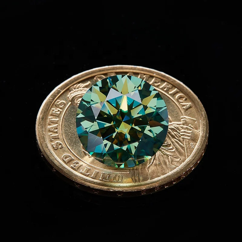 GRA Certificate Round Cut Synthetic Moissanite Green Color VVS Loose Lab Grown Diamond Moissanite
