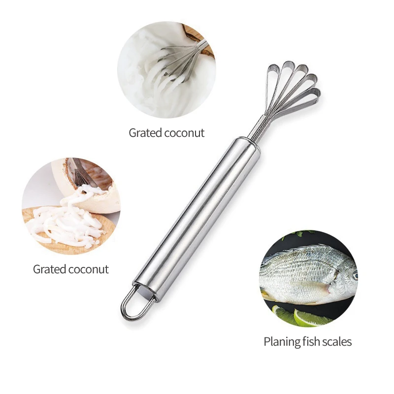 Manual  Coconut Scraper Fish Scale Remover Fruit and Vegetable Grater Stainless Steel Coconut Grater for Kitchen