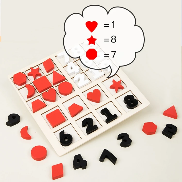 Wooden 3D Geometric Number Blocks Set - Math Learning Toy
