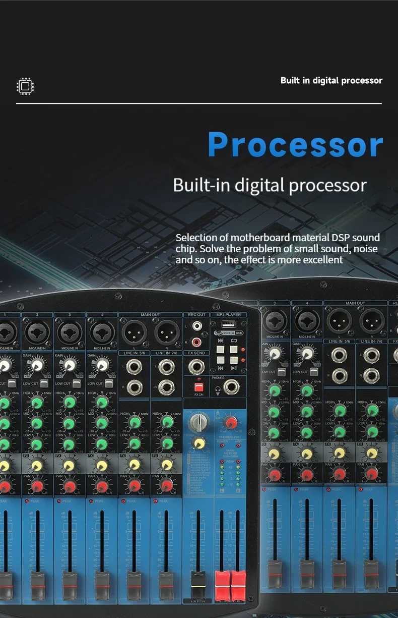 Tebo Factory Best Price Sound Mixer Professional Audio 4 Channels Mini