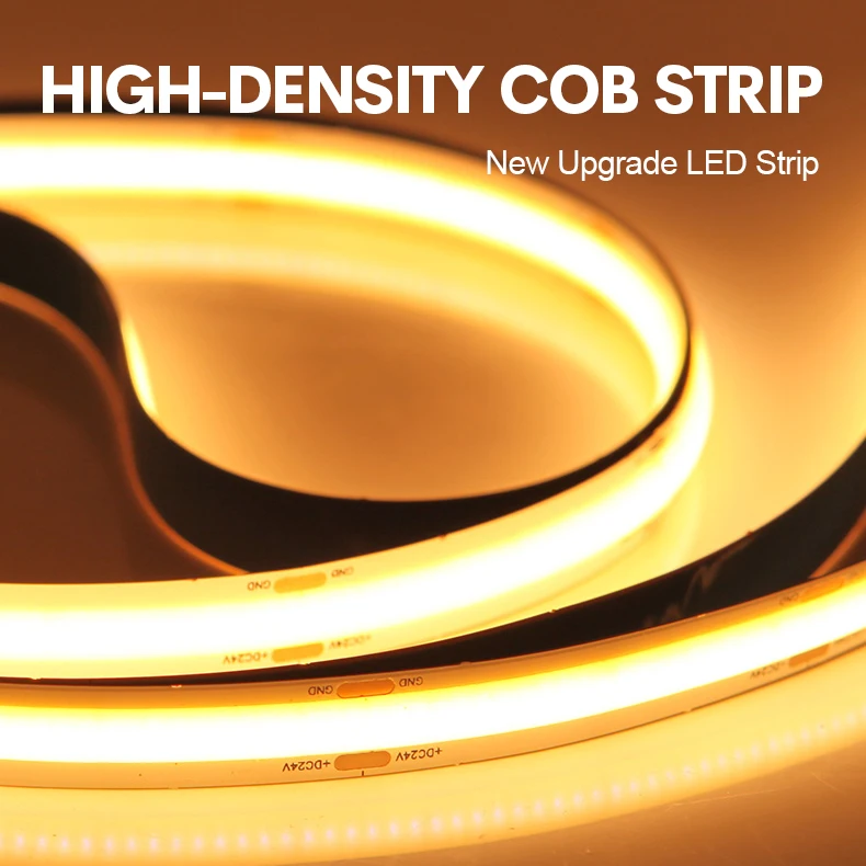 3 Years Warranty COB LED Strip 480LEDs CE RoHS 12V 24V 100ft Warm White 6500k Light Flexible COB LED Strip Light