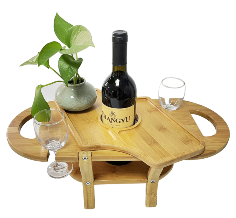 nice looking bamboo picnic table with removable tray