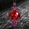 Black Gold red corundum pendant with Chopin chain