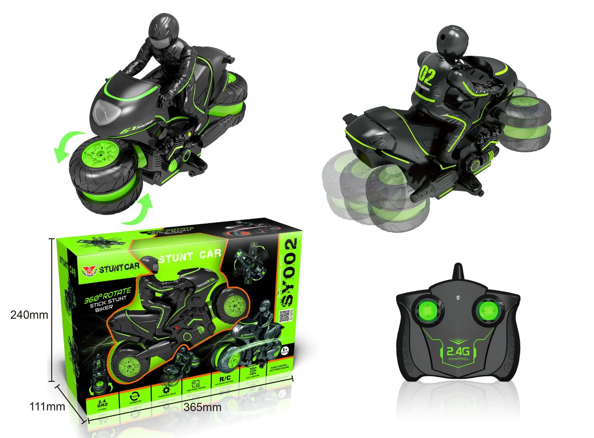 2023 HOSHI SY002 Stunt RC Car Motorcycle 360 Rotating Drift Remote Control Motorcycle Kids Radio Control Car Toys for Gifts